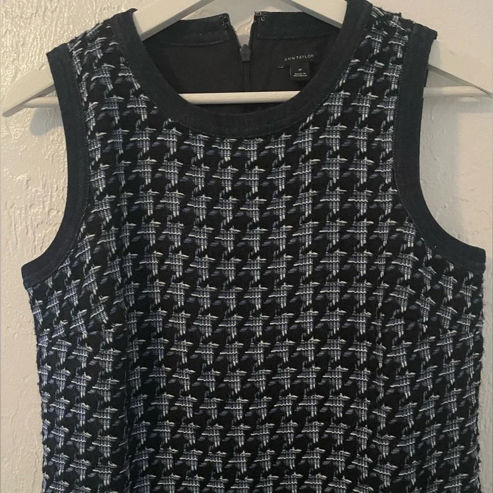 Ann Taylor Denim Tweet Houndstooth Dress size 2P - Picture 4 of 13